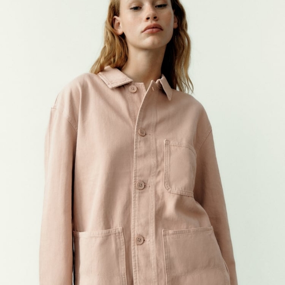NWOT ZARA Light pink Pocket Overshirt - Picture 5 of 8